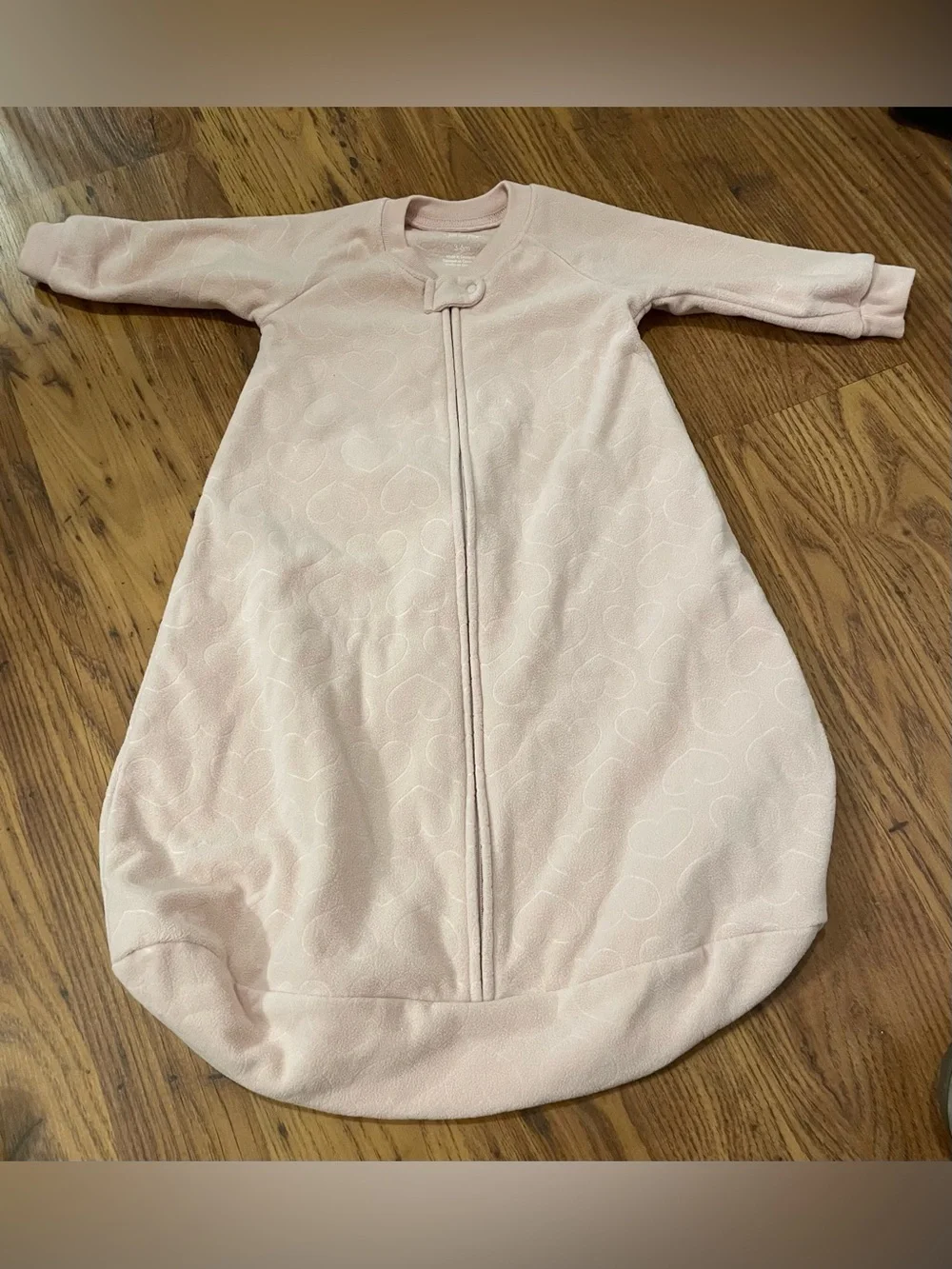 Carter's Light Pink Heart-Pattern Long Sleeve Sleep Sack
